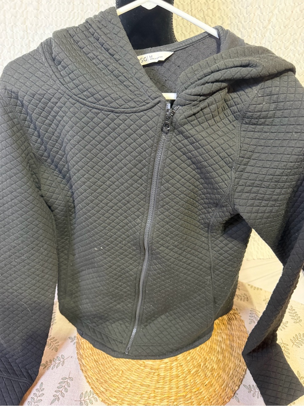 DSG Quilted Full-Zip Hoodie in Dark Gray